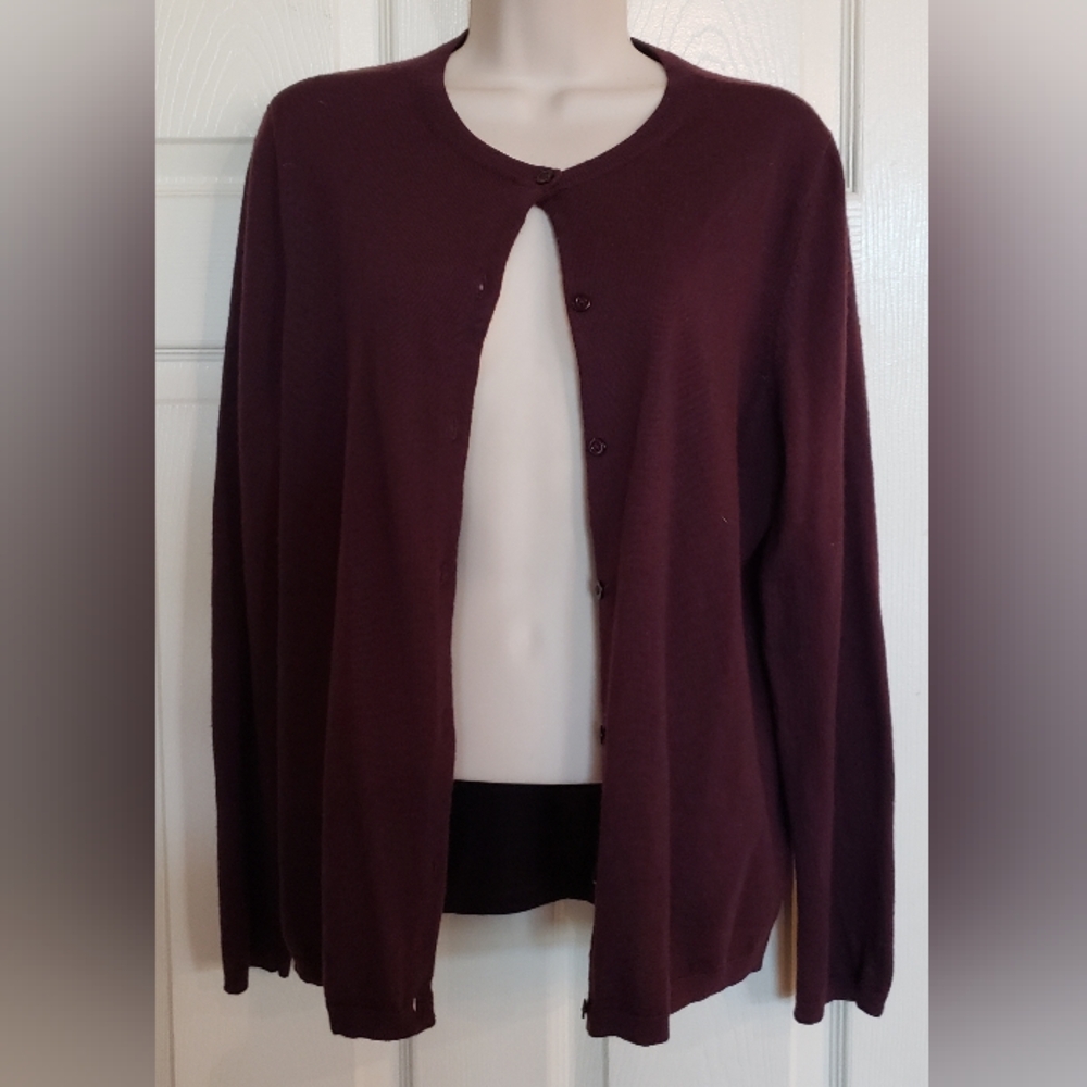 Pendleton 100% Merino Wool Dark Purple Cardigan Large